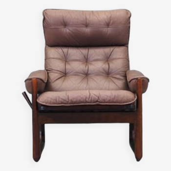 Fauteuil en cuir, design danois, années 1960, fabriqué par Genega Møbler