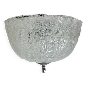 Plafonnier vintage en verre dépoli glacé, années 1970