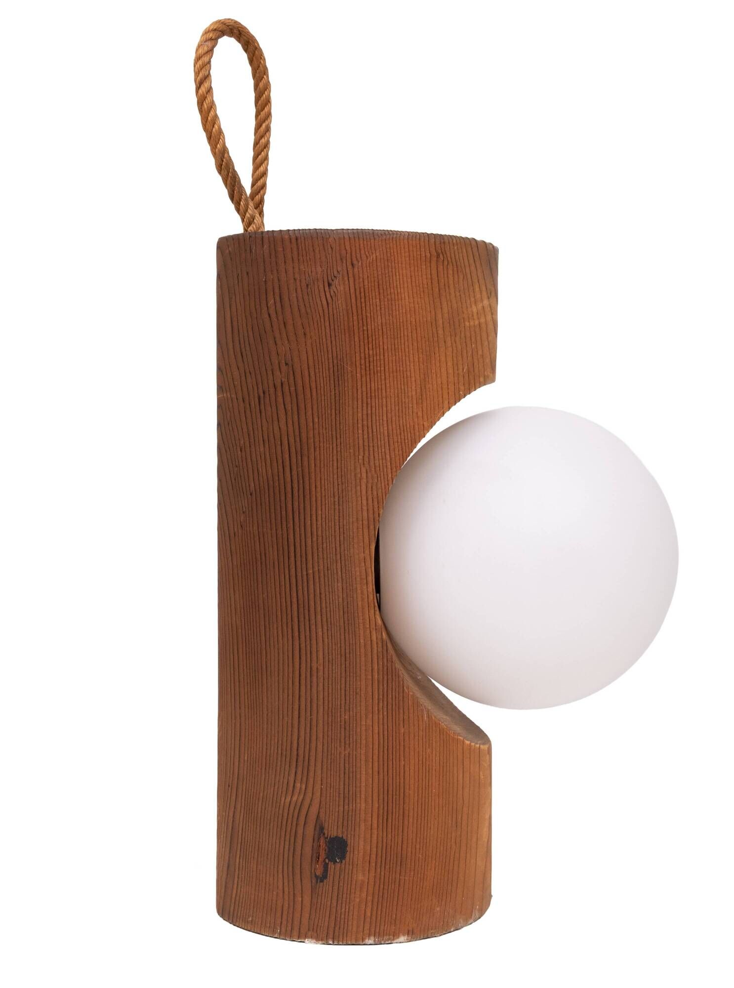 Temde Brutalist solid Pine Hang or Table lamp 1960s Swiss