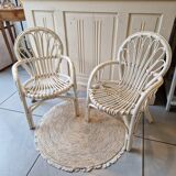Set of 2 rattan children's chairs
