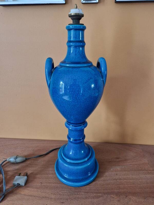 Pol Chambost (1906-1983) - Lamp base in blue crackled ceramic