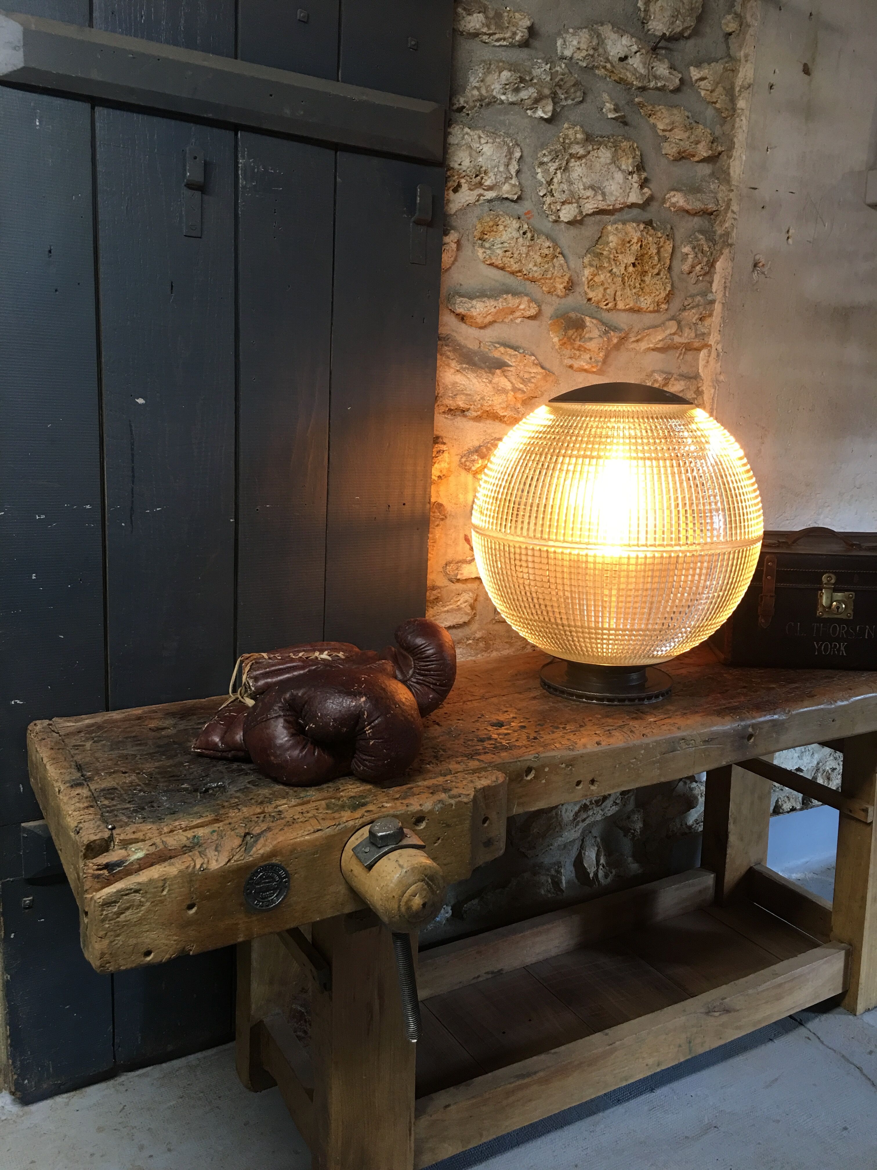 Holophane ball on plinth 1950, 50 cm diameter
