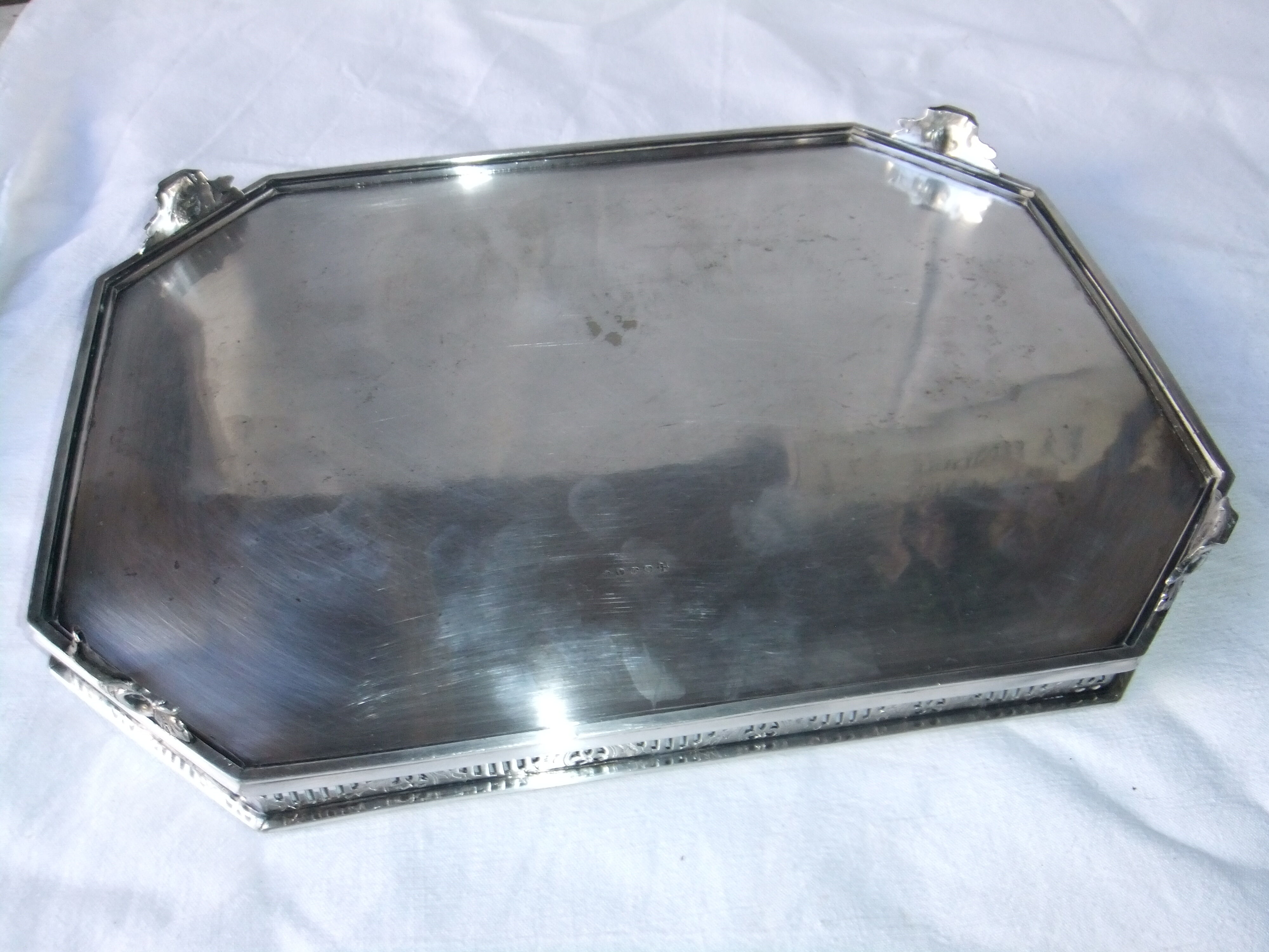 Serving tray punch goldsmith Martin Hall - Co silver metal eagle crown