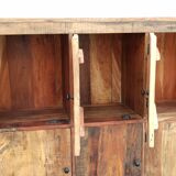 Armoire, meuble de rangement 9 portes en bois ancien
