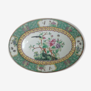 Oval dish in hard porcelain asian decor china macau