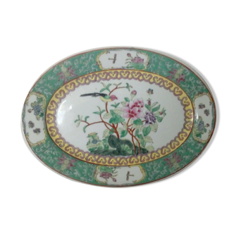 Oval dish in hard porcelain asian decor china macau