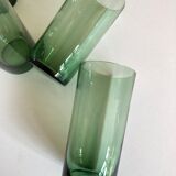 Set 6 verres gobelets verts soufflés 1960