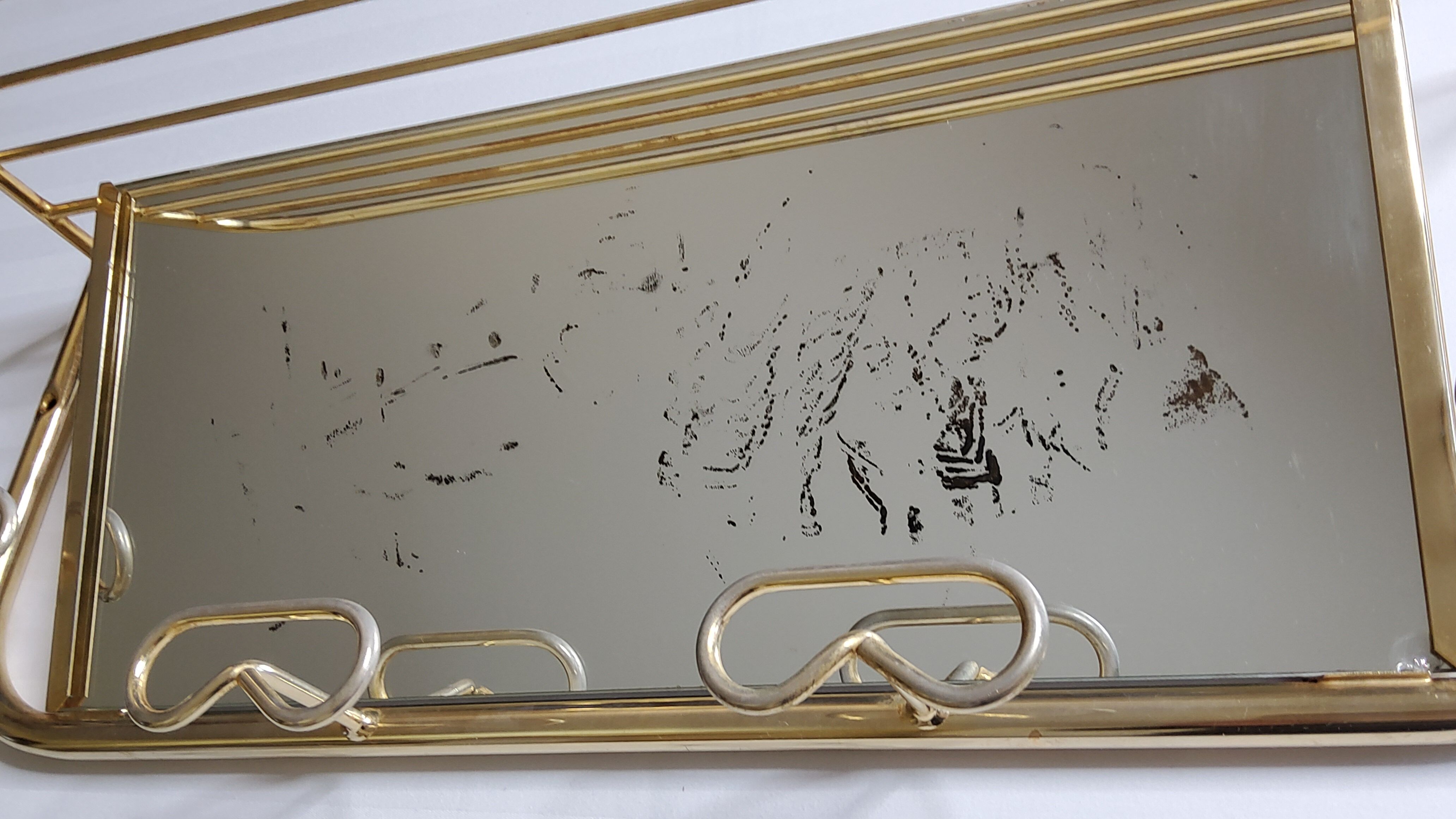 Wall coat rack in vintage gilded metal 60 cm