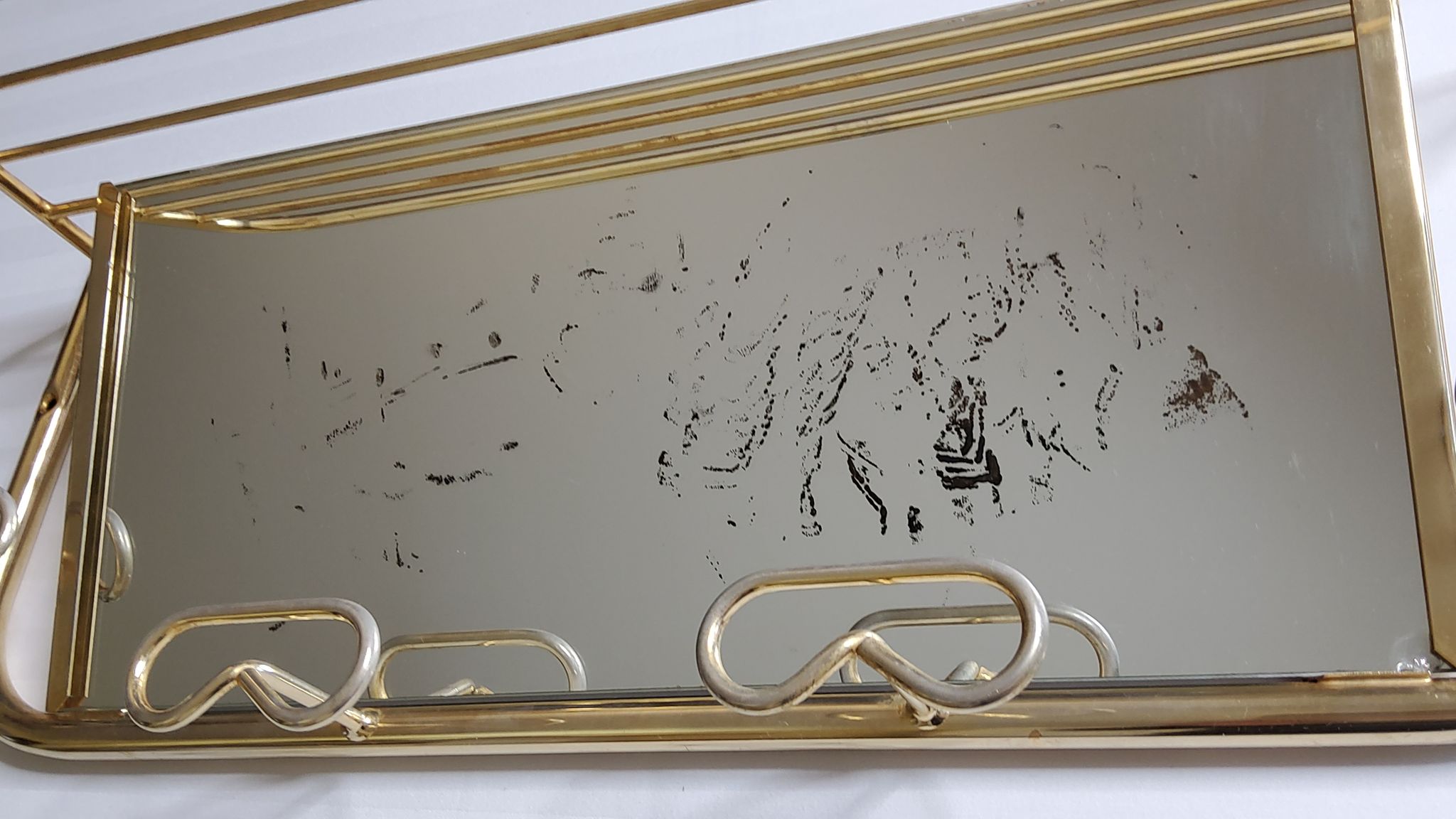 Wall coat rack in vintage gilded metal 60 cm