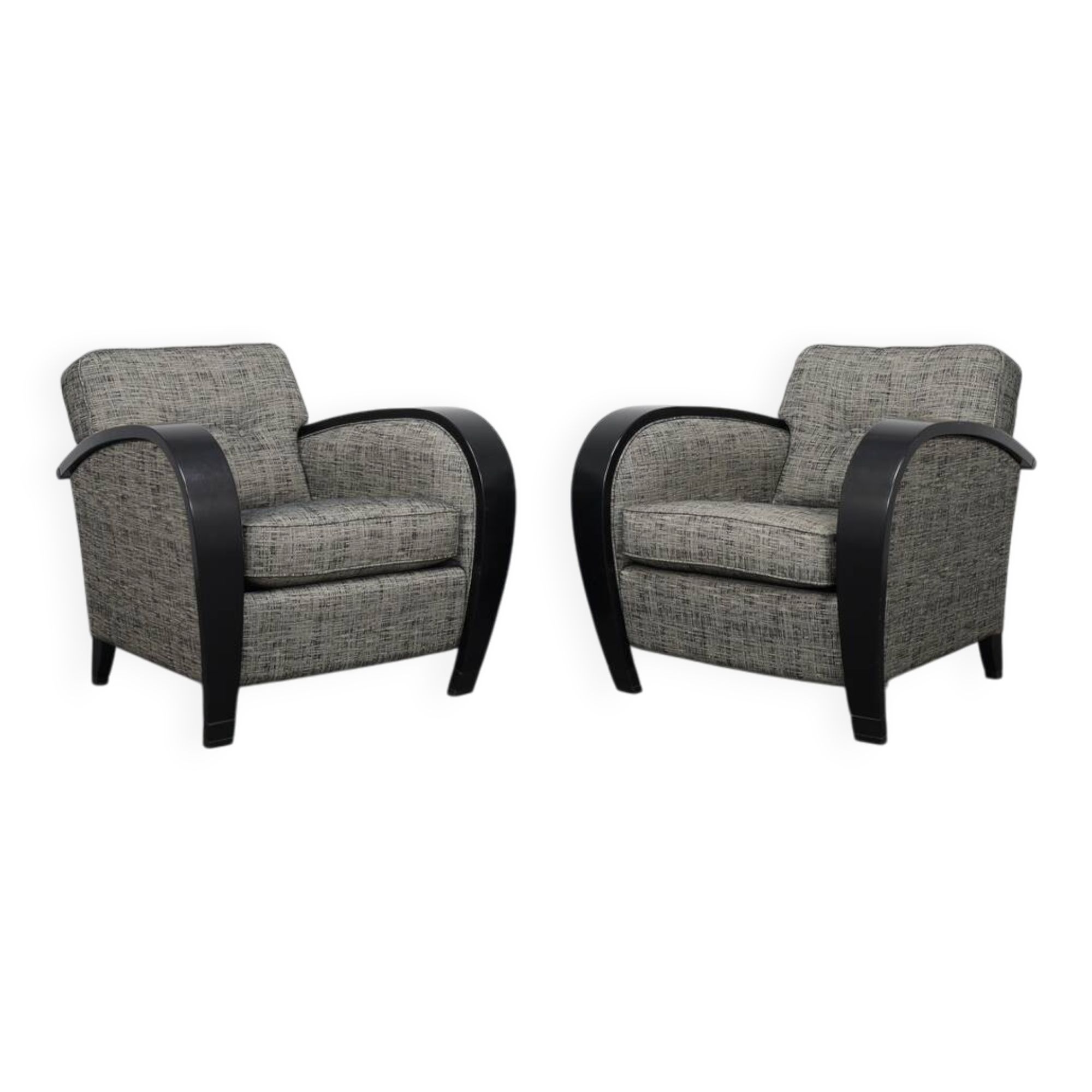 Set of 2 Art Deco Style Lounge Chairs by Bench