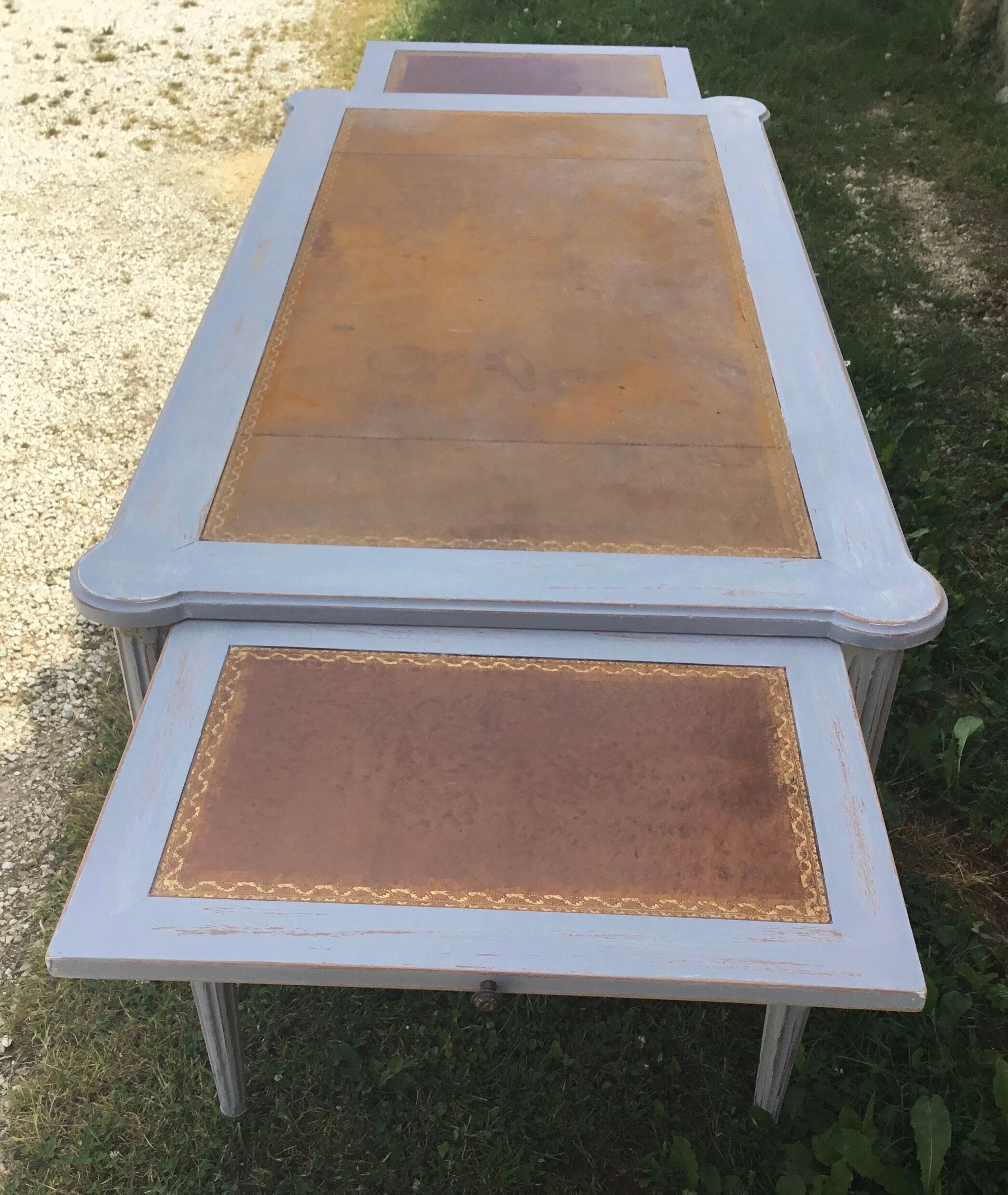 Louis XVI style flat desk leather top