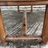 Antique oak farmhouse table with cat bar and 2 end drawers