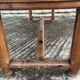 Antique oak farmhouse table with cat bar and 2 end drawers
