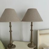 Two magnificent wooden bedside lamps