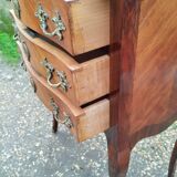 Commode ancienne en marqueterie style louis xv avec plateau marbre