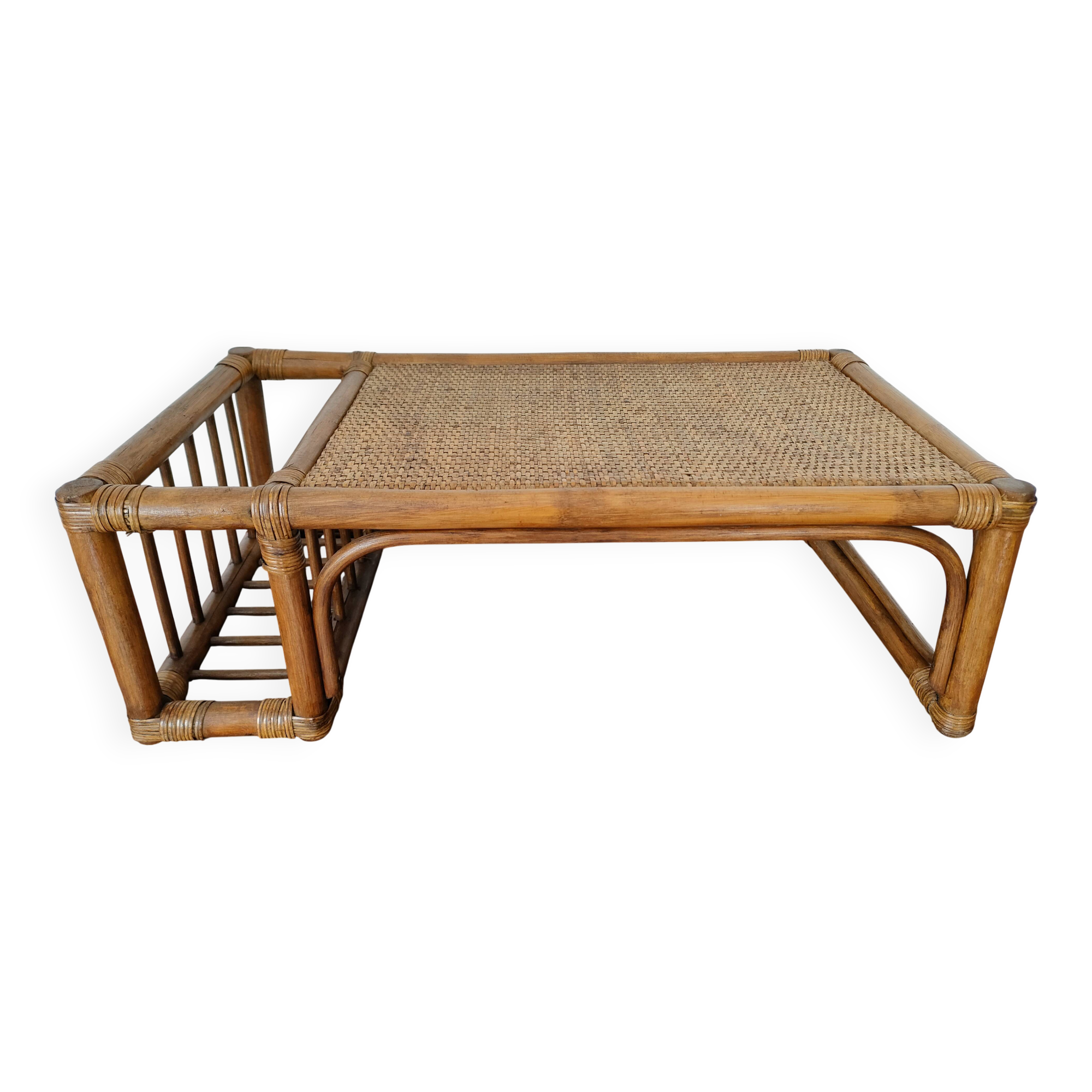 Large vintage serving tray, rattan and wicker - Indonesia - 1950s/1960s