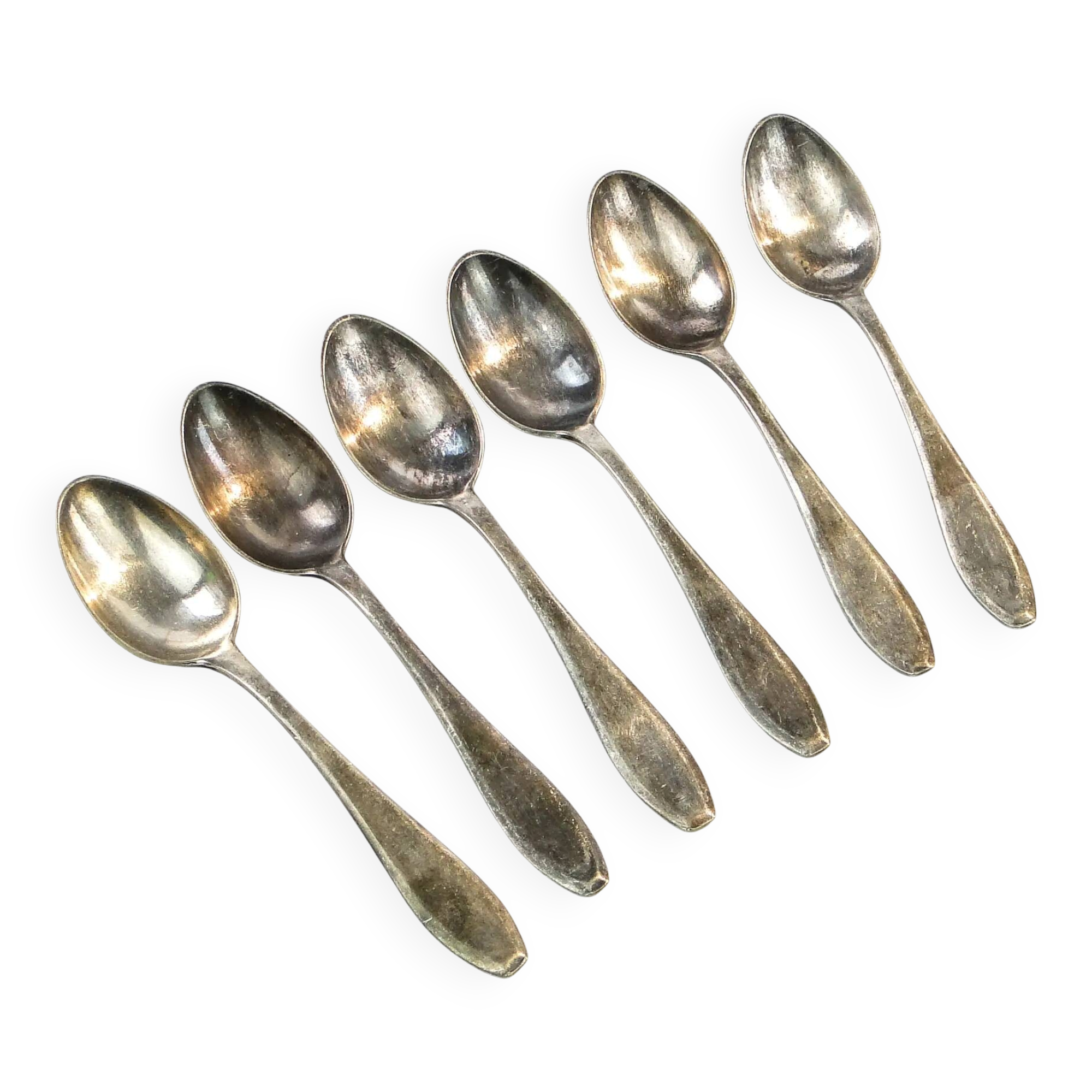 Set of mocha spoons, mid-century modern, silver-plated brass, D. Fraget, Poland, 1950s