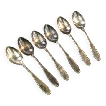 Set of mocha spoons, mid-century modern, silver-plated brass, D. Fraget, Poland, 1950s
