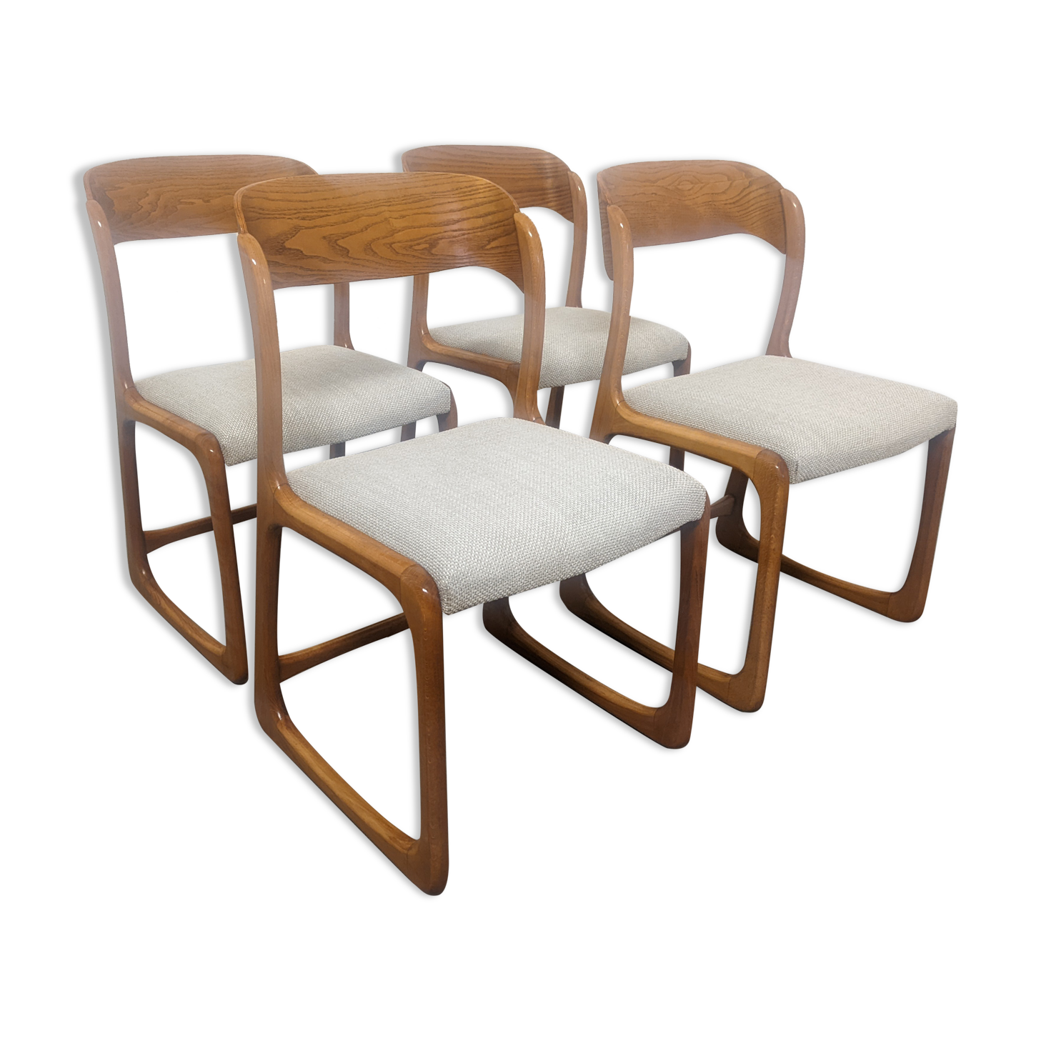 Série de 4 chaises traineau Baumann des années 60/70