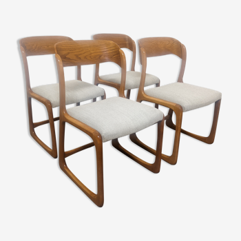 Série de 4 chaises traineau Baumann des années 60/70