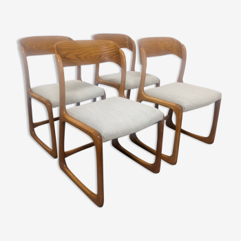 Series of 4 Baumann sleigh chairs from the 60s/70s