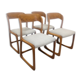 Série de 4 chaises traineau Baumann des années 60/70