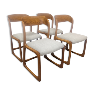 Series of 4 Baumann sleigh chairs from the 60s/70s