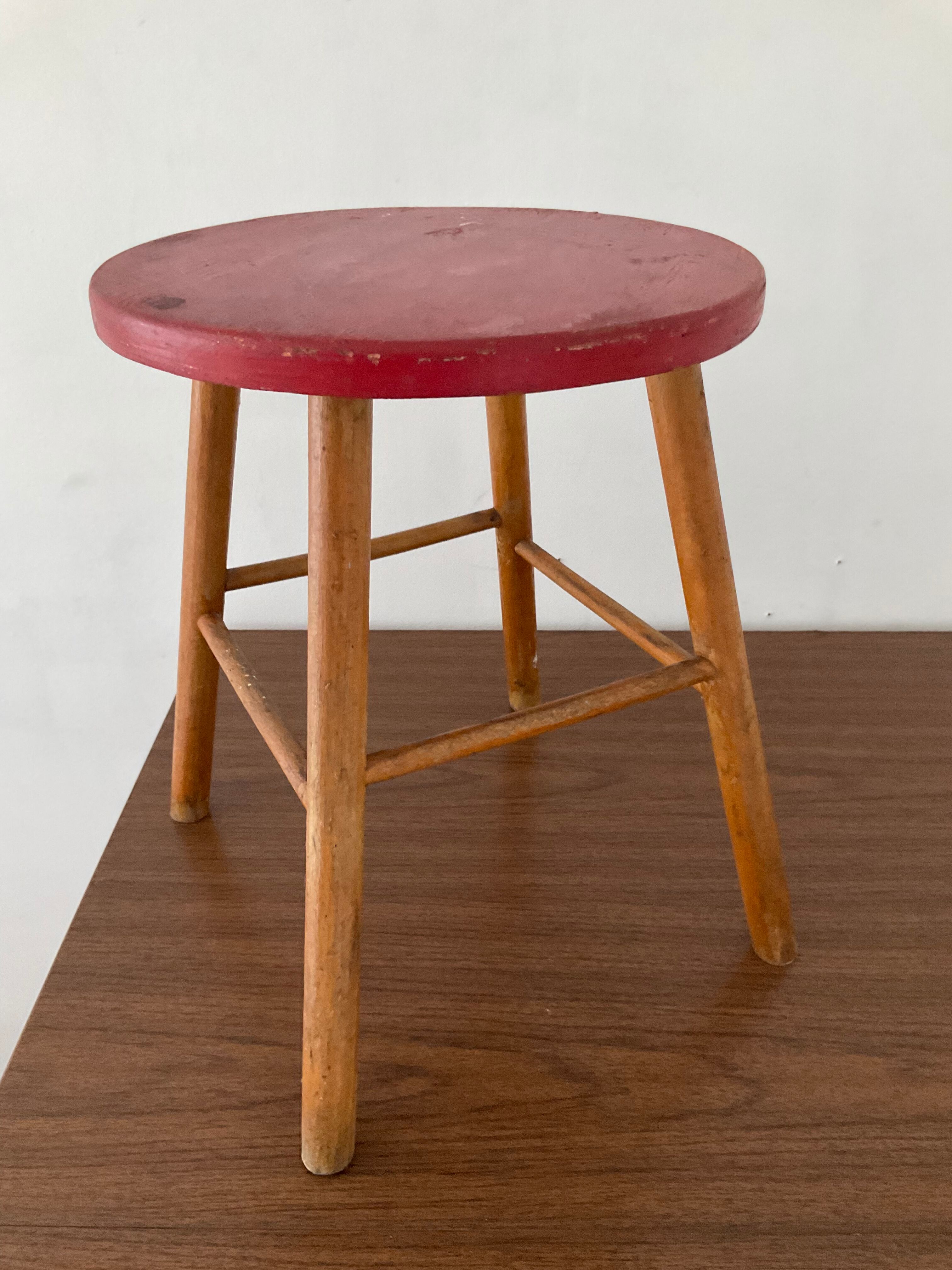 Vintage wooden stool from the 50s