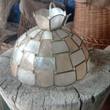 Mother-of-pearl & copper pendant lamp