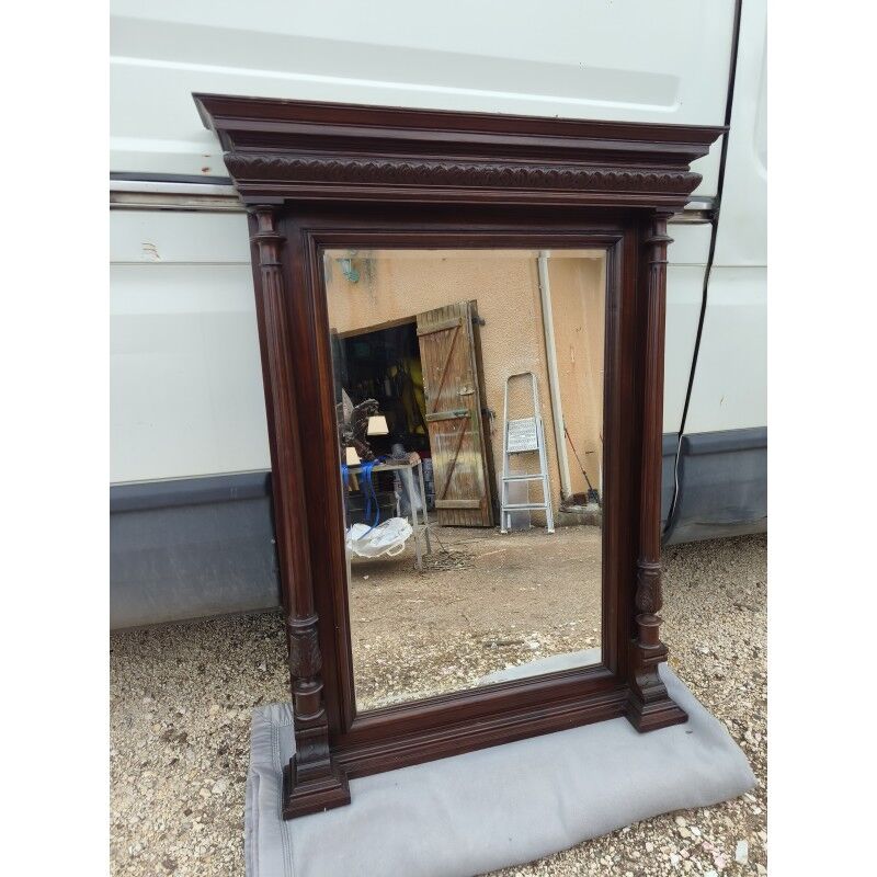 19th-century oak mirror, bevelled