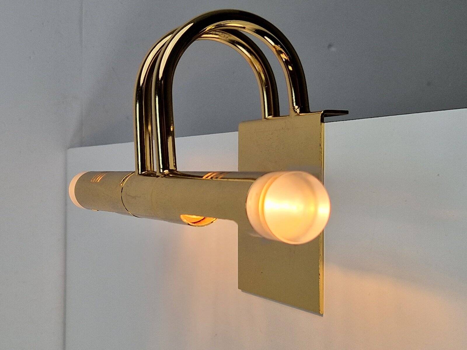 Regency Brass Acrylic Cabinet Lamp by Lumina, 1980s, Set of 3