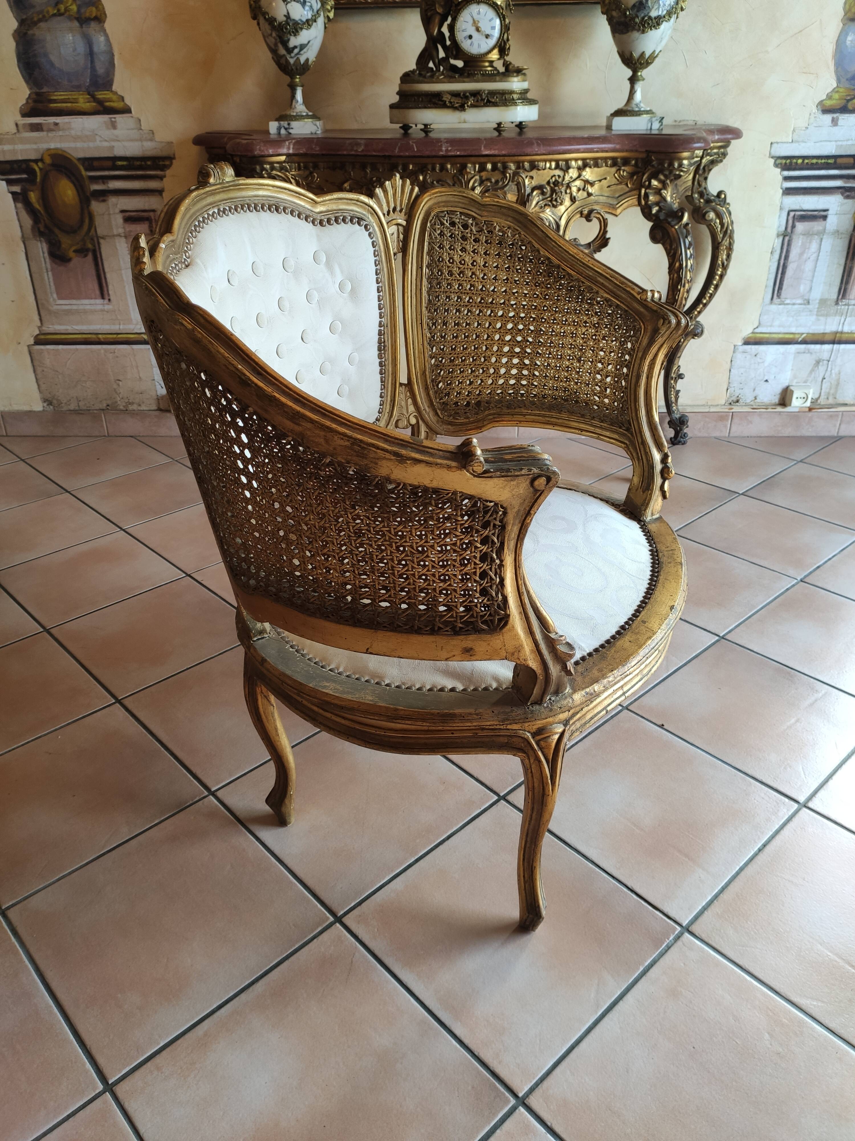 Salon Louis XV three pieces in golden wood