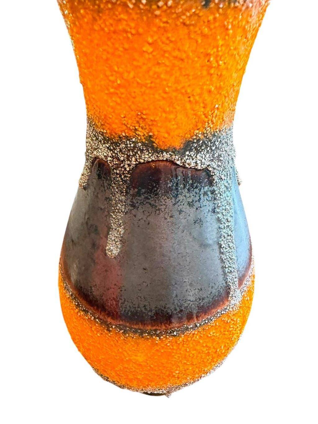 Vintage black/orange fat lava vase