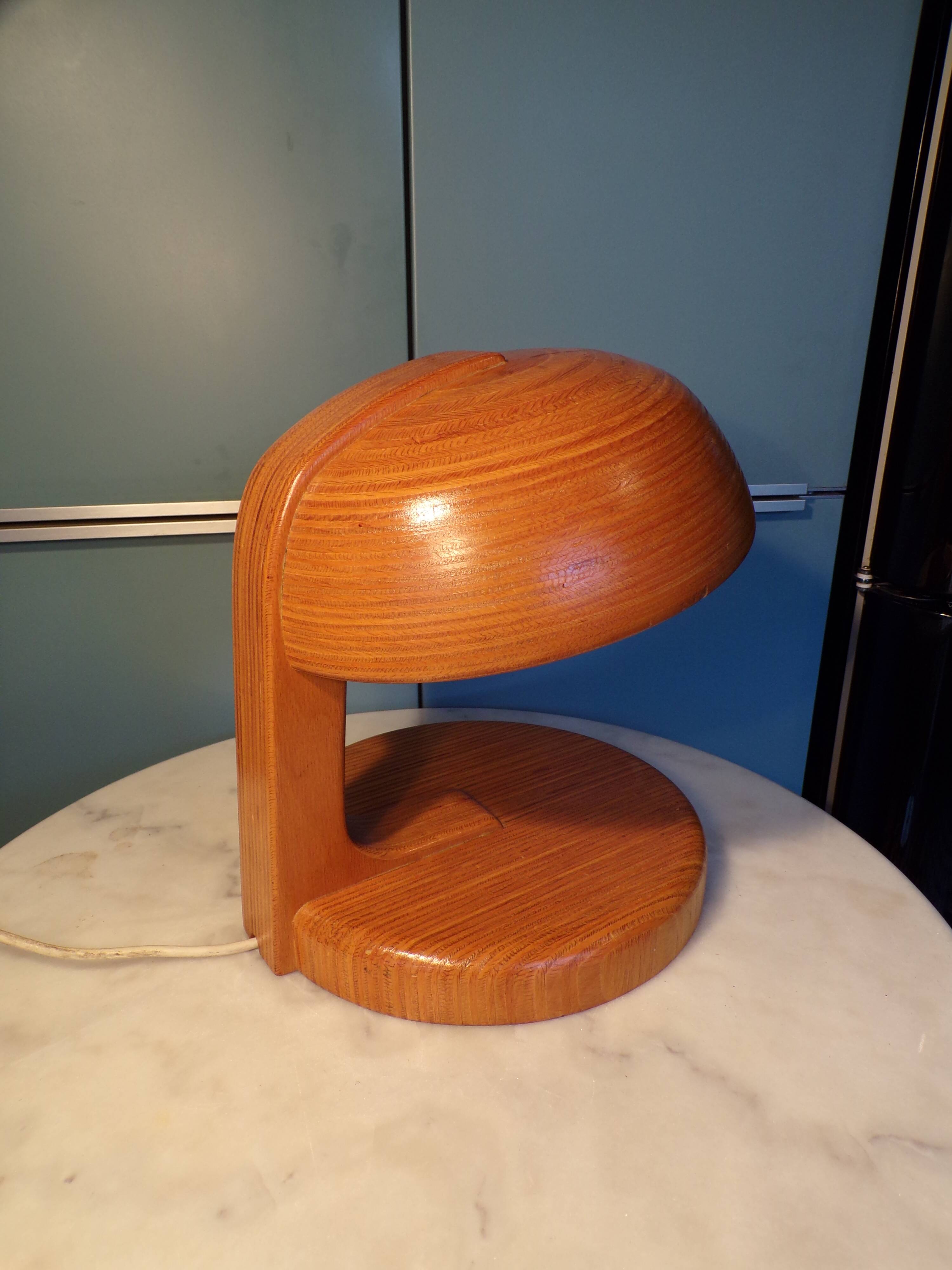 Scandinavian table lamp in solid wood