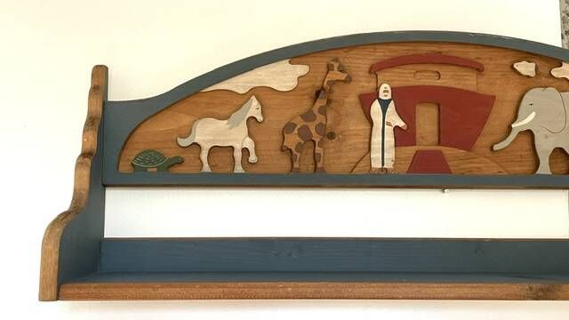 Vintage solid wood noah's ark shelf