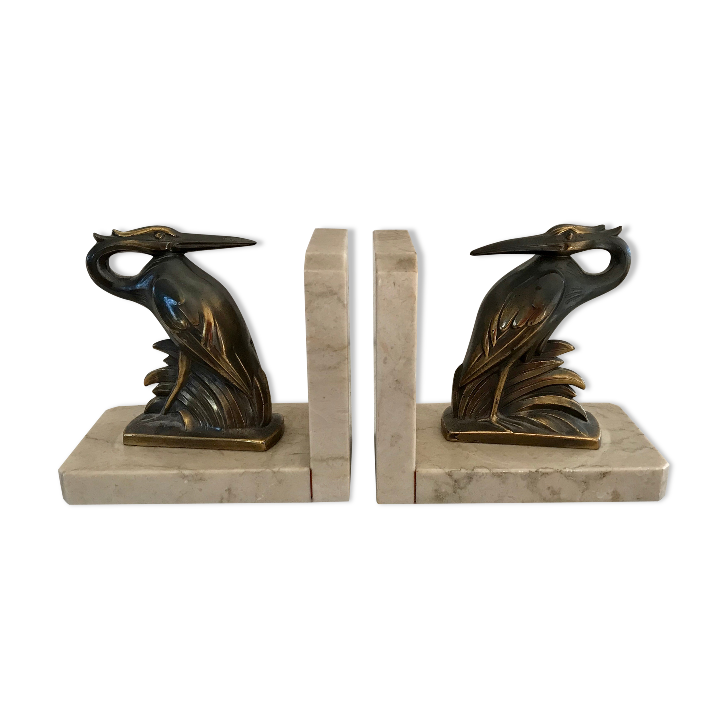 Art deco heron bookends