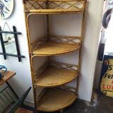 Vintage rattan corner shelf