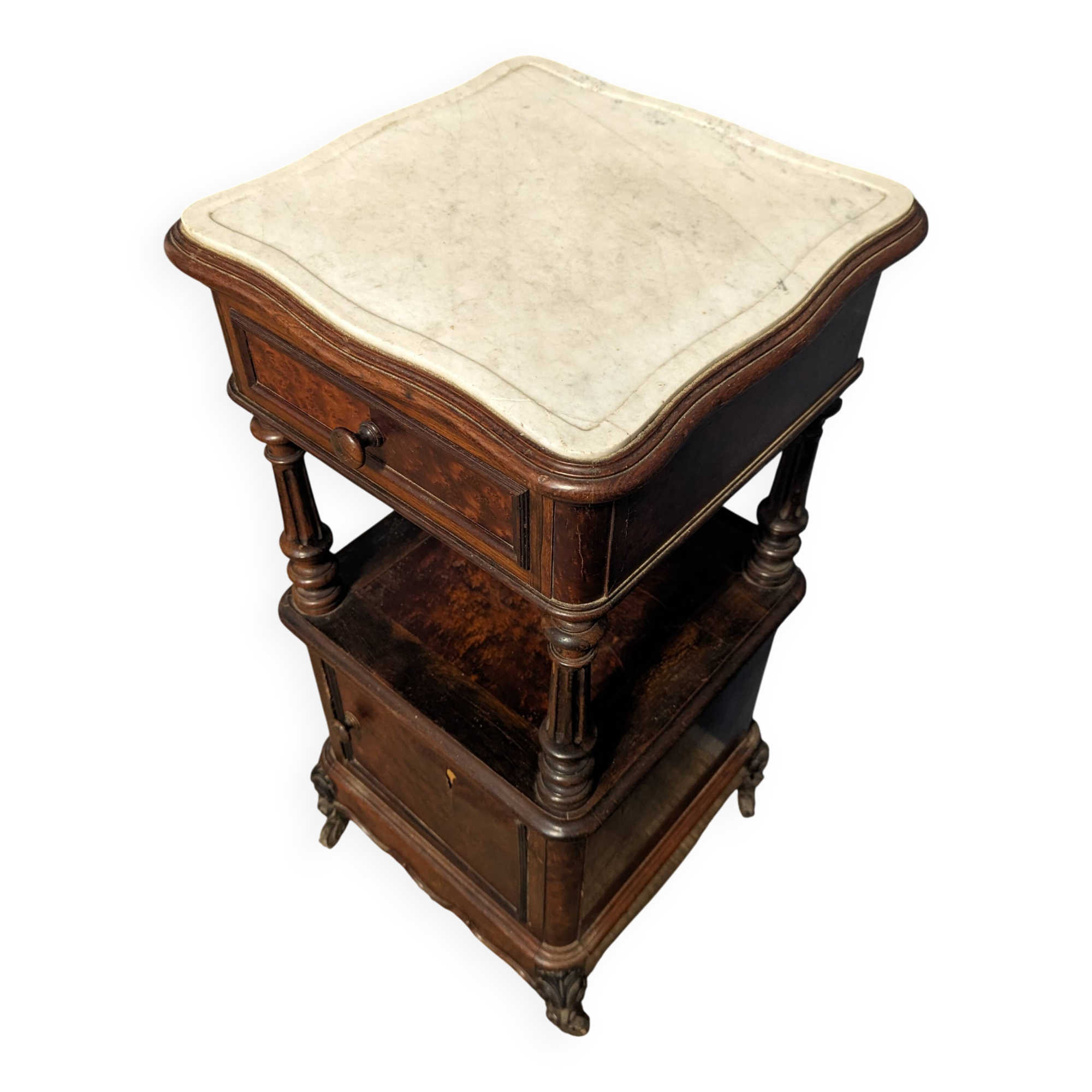 Louis XVI style bedside table in mahogany and rosewood