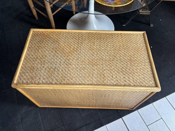 Coffre rotin malle vintage