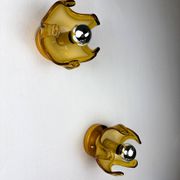 Pair of Carlo Nason wall lights for Mazzega Murano, blown Murano glass orange I
