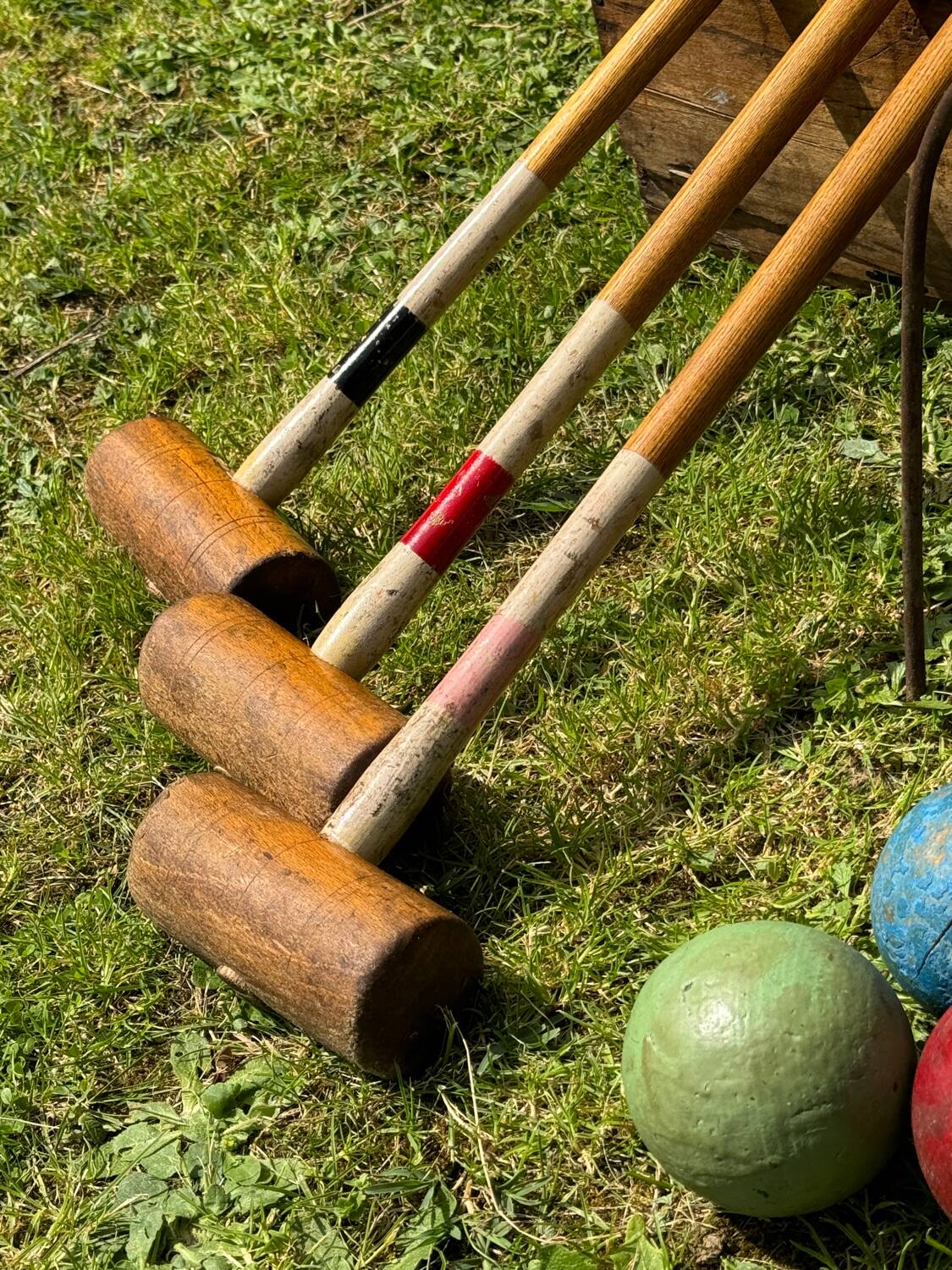 Old vintage wooden croquet game