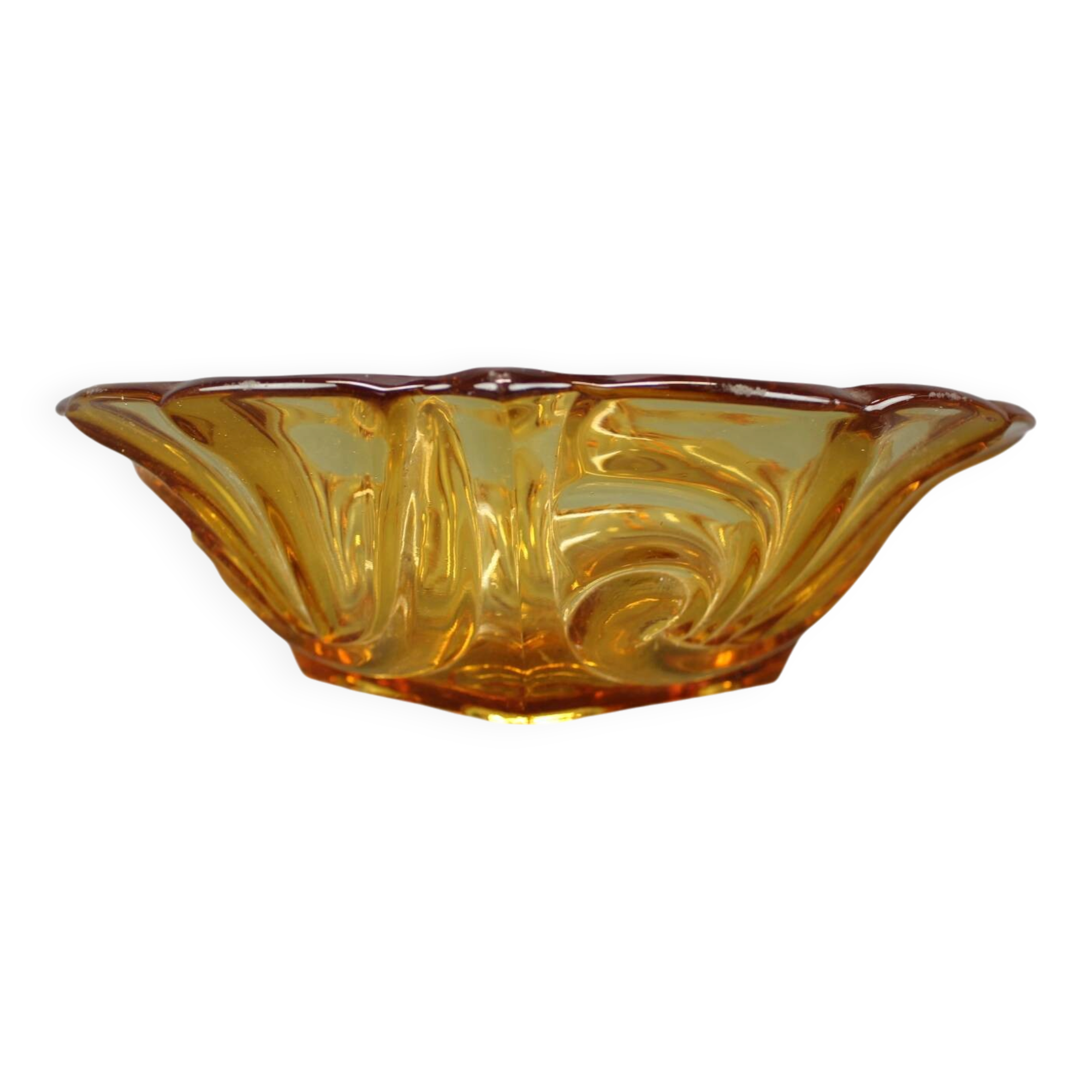 Decorative bullicante glass bowl from Murano, amber by Galliano Ferro from the mid-century, 1960s.