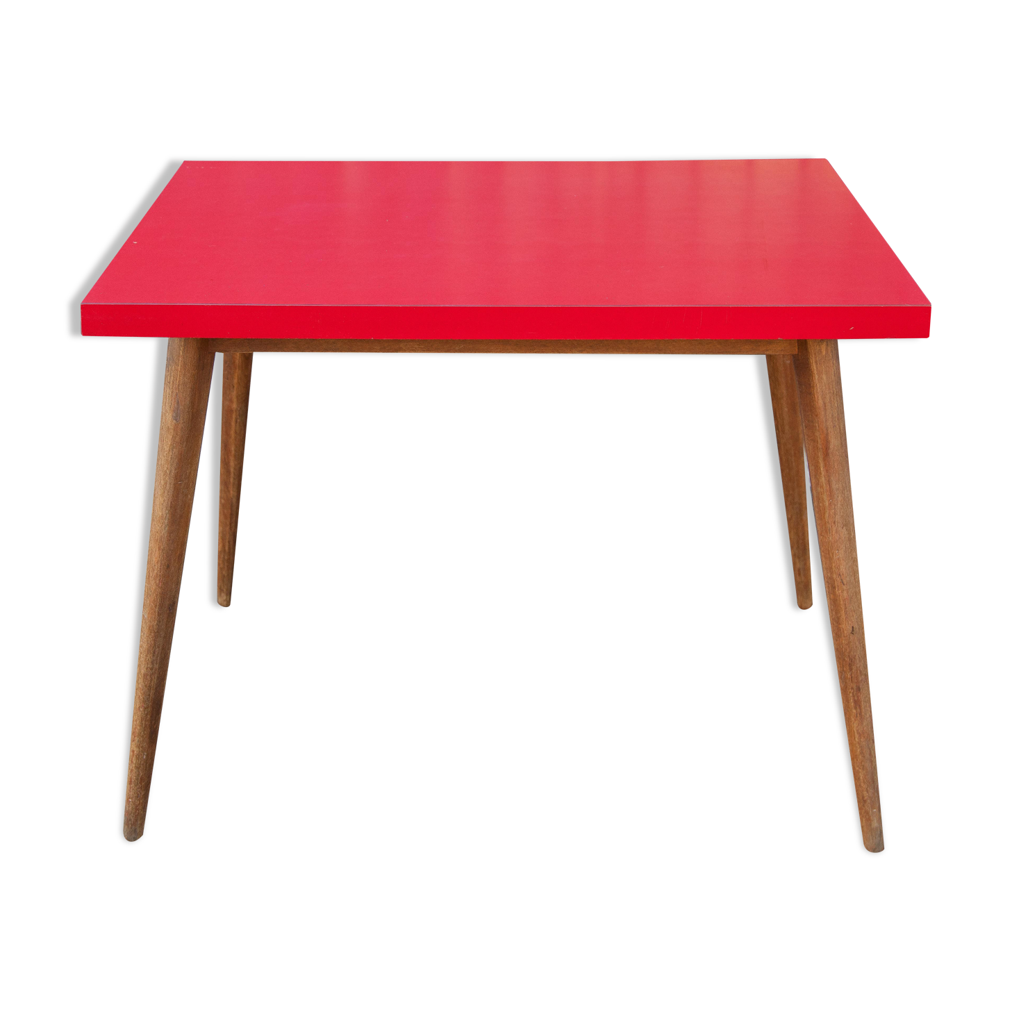 Vintage bistro table wooden table and red formica feet compass, kitchen, countryside