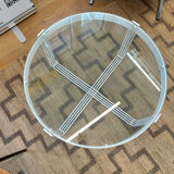 Table basse vintage verre et acier