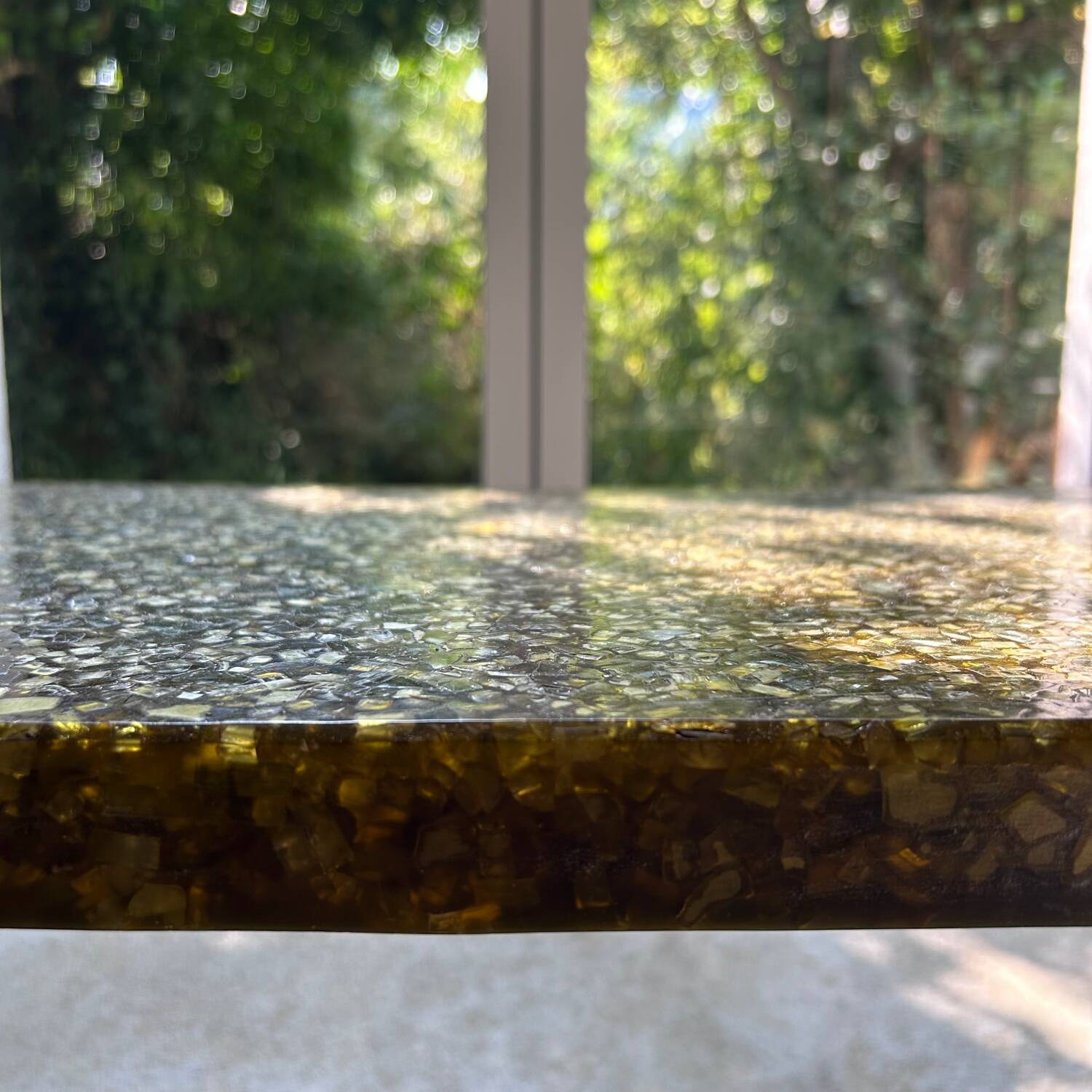 Glass terrazzo coffee table