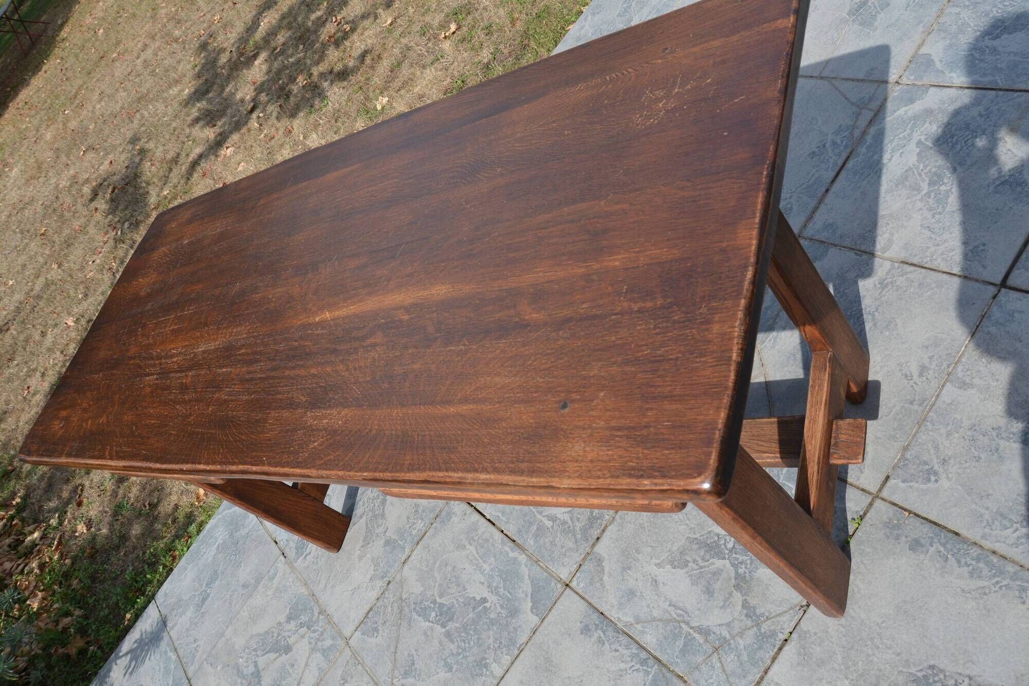 Bureau/table de ferme "brutaliste" chêne massif