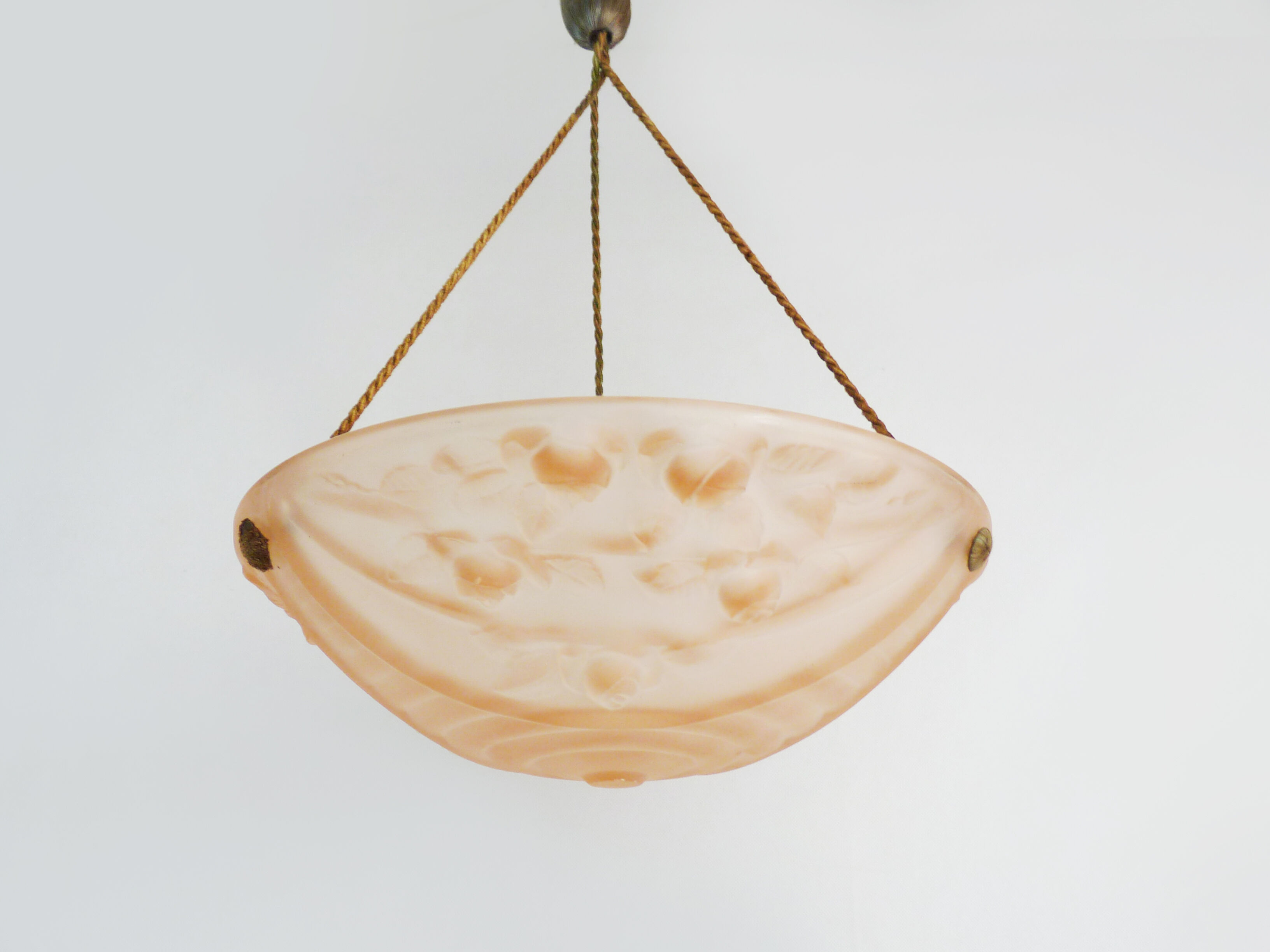 Suspension pink cavasque Art Deco 1 Fire, in glass paste. Year 30