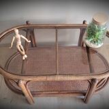 Rattan coffee table smoked glass