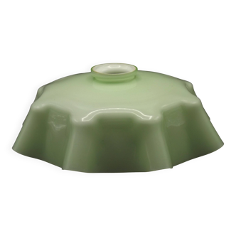 French Art Deco Style Vintage 1930s Green Frilled Glass Lampshade 5756