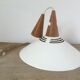 Scandinavian pendant lamp in teak and white metal 70s